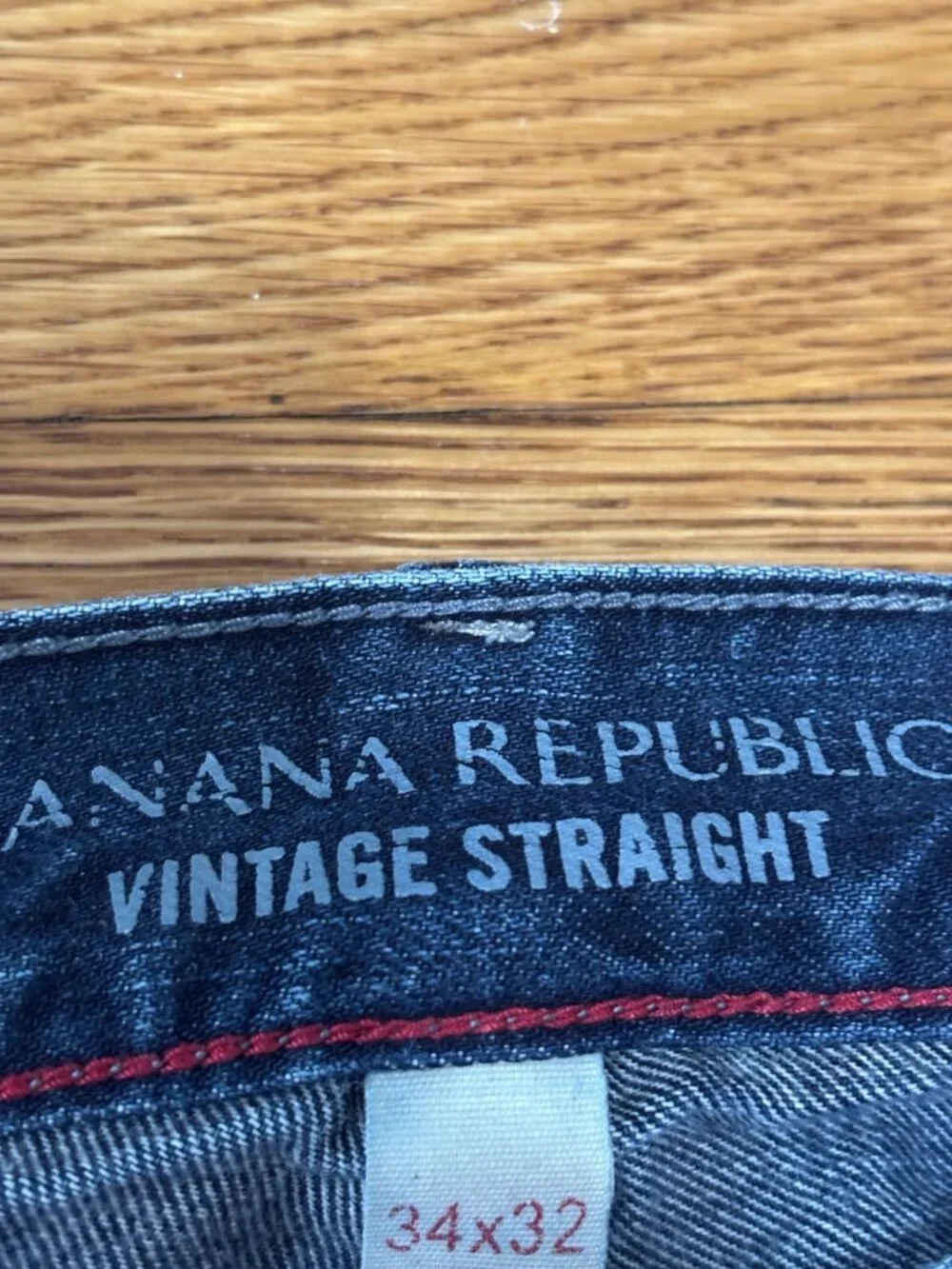 Banana Republic Mens Vintage Straight Jeans Sz 34x32 Blue Dark Distressed Denim